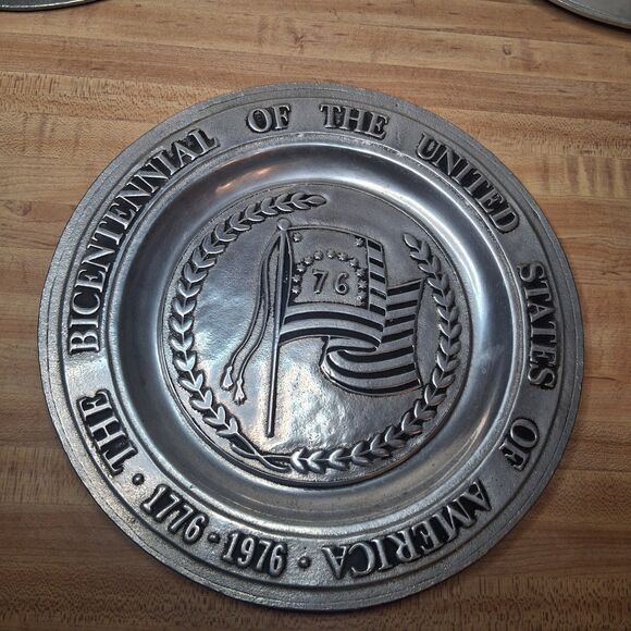 Vintage 1976 Bicentennial Pewter Plates Set of 3 - York MetalCrafters Wilton... - Picture 5 of 8